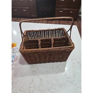 Rittan Utensil Holder Wicker Organizer Storage Kitchen Crafting 10.75"